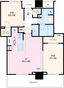専有面積６７．９４平米・２ＬＤＫ＋ウォークインクローゼット＋シューズインクロゼット