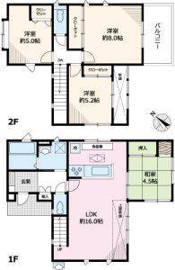 ４ＬＤＫ＋駐車場２台分。室内は大変綺麗です。